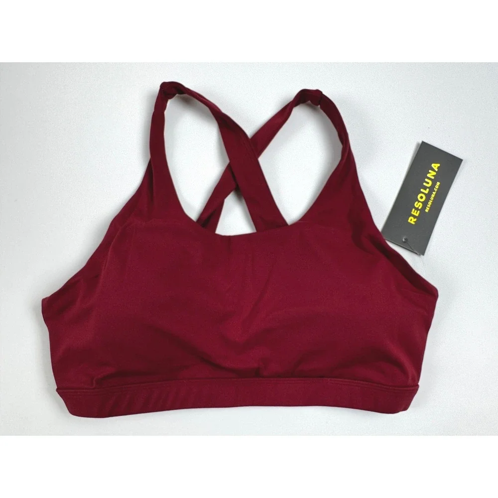 Resoluna Crossed Back Medium Support Sports Bra Cabernet L/XL New With‎ Tags